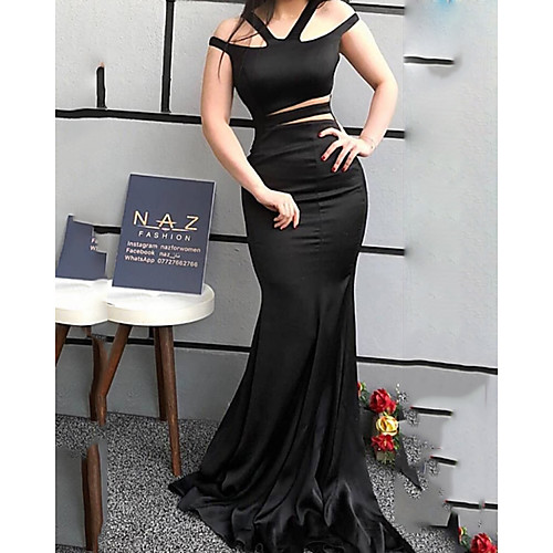 

Mermaid / Trumpet Cut Out Sexy Wedding Guest Formal Evening Dress V Neck Sleeveless Sweep / Brush Train Spandex with Sleek 2021