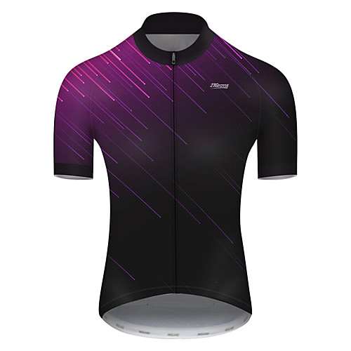 

21Grams Men's Short Sleeve Cycling Jersey Nylon Violet Stripes Patchwork 3D Bike Jersey Top Mountain Bike MTB Road Bike Cycling Quick Dry Breathable Sports Clothing Apparel / Micro-elastic