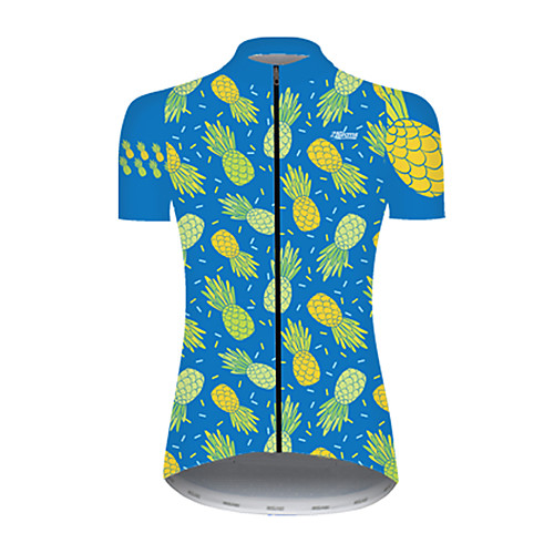 

21Grams Women's Short Sleeve Cycling Jersey Nylon Polyester BlueYellow Fruit Pineapple Bike Jersey Top Mountain Bike MTB Road Bike Cycling Breathable Quick Dry Ultraviolet Resistant Sports Clothing