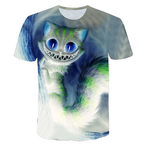 

Men's T shirt Graphic Plus Size Short Sleeve Daily Tops Basic Light Blue