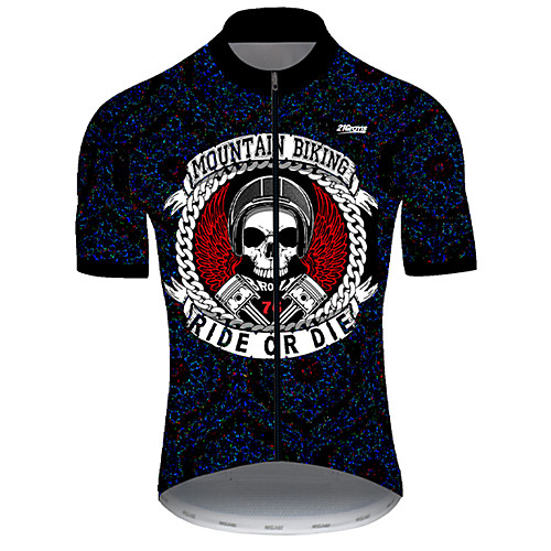 

21Grams Men's Short Sleeve Cycling Jersey Black / White Skull Bike Top Mountain Bike MTB Road Bike Cycling Breathable Sports Clothing Apparel / Micro-elastic