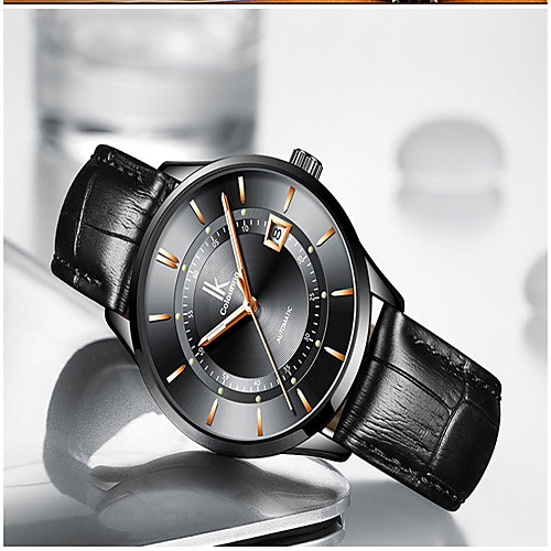 

Men's Mechanical Watch Automatic self-winding Formal Style Modern Style Genuine Leather Black / Brown Water Resistant / Waterproof Noctilucent Analog Classic Fashion - Black Blue Brown