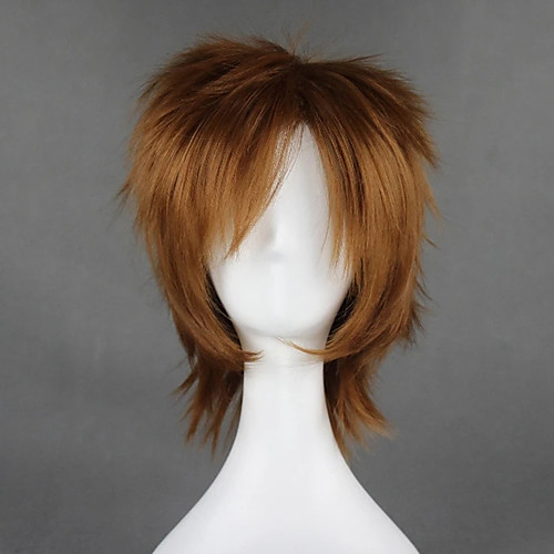 

Cosplay Wig Elizabeth Liones The Seven Deadly Sins Sekai Ichi Hatsukoi Straight Cosplay Pixie Cut Asymmetrical Wig Short Brown Synthetic Hair 12 inch Men's Anime Cosplay Best Quality Green