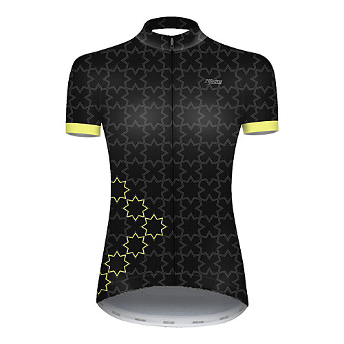 

21Grams Women's Short Sleeve Cycling Jersey Nylon Polyester Black / Yellow Plaid / Checkered Patchwork Bike Jersey Top Mountain Bike MTB Road Bike Cycling Breathable Quick Dry Ultraviolet Resistant