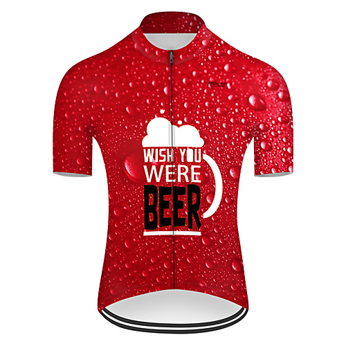 

21Grams Men's Short Sleeve Cycling Jersey Red Oktoberfest Beer Bike Top Mountain Bike MTB Road Bike Cycling Breathable Sports Clothing Apparel / Micro-elastic