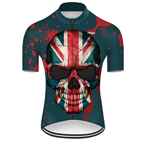 

21Grams Men's Short Sleeve Cycling Jersey Nylon Black / Red Skull UK National Flag Bike Jersey Top Mountain Bike MTB Road Bike Cycling Quick Dry Breathable Sports Clothing Apparel / Micro-elastic