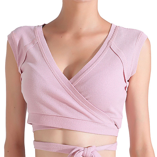 

Women's Crop Top Removable Pad Wireless Fashion White Black Blue Pink Gray Cotton Yoga Fitness Running Top Sport Activewear Quick Dry Breathable Comfortable Stretchy
