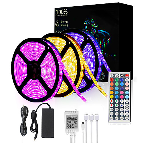 

15M(3x5M) LED Light Strips 5050 450 LEDs 10mm RGB Non-Waterproof with 44Keys IR Remote Controller Flexible LED Strip Light