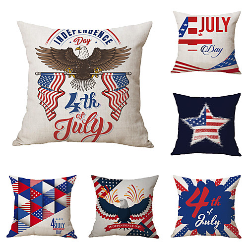 

Set of 6 Independence Day Room Decoration Pillow Cover 4th Of July Pillow Cases Sofa Cushion Cover Home Pillow Case Pillow Covers