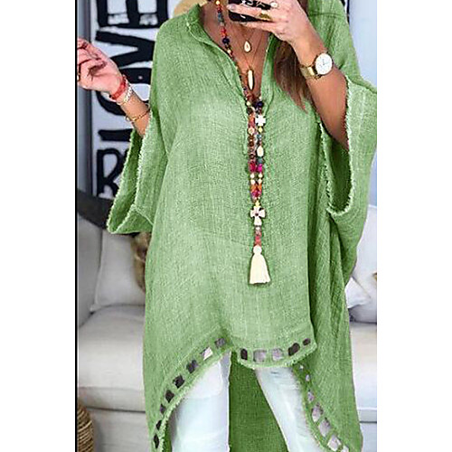 

Women's Solid Colored Dusty Rose Fashion Hollow Shirt V Neck Blue / Blushing Pink / Khaki / Green / Light gray