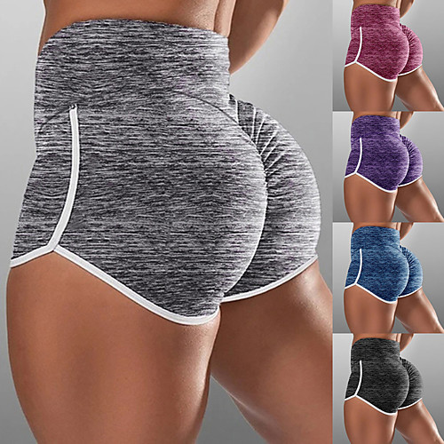 

Women's High Waist Yoga Shorts Scrunch Butt Ruched Butt Lifting Shorts Tummy Control Butt Lift Breathable Black Purple Red Cotton Yoga Fitness Running Sports Activewear High Elasticity