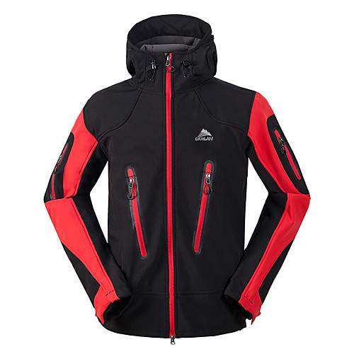 

Men's Hiking Jacket Hiking Fleece Jacket Winter Outdoor Patchwork Windproof Fleece Lining Breathable Warm Winter Fleece Jacket Softshell Jacket Winter Jacket Double Sliders Full Length Hidden Zipper