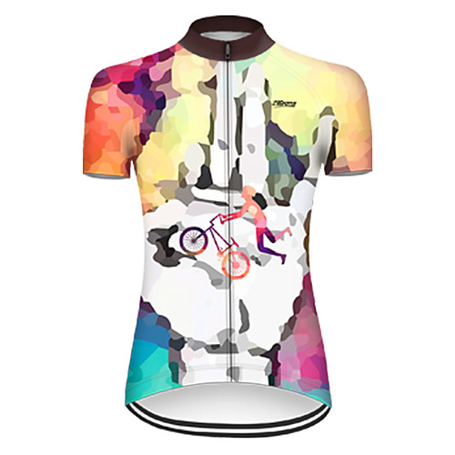 

21Grams Women's Short Sleeve Cycling Jersey Nylon OrangeWhite Patchwork Gradient Funny Bike Jersey Top Mountain Bike MTB Road Bike Cycling Breathable Quick Dry Sports Clothing Apparel