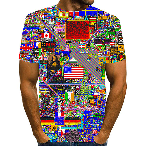 

Men's Graphic Print T-shirt Street chic Exaggerated Daily Going out Rainbow