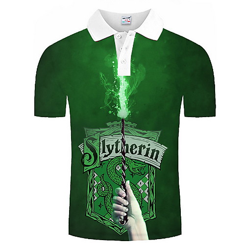 

Men's Graphic Print Polo Daily Green