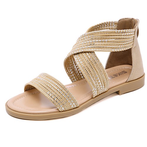 

Women's Sandals Summer Flat Heel Open Toe Daily PU Almond / Black