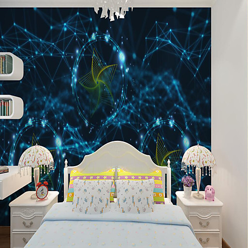 

Art Deco Custom Self Adhesive Mural Wallpaper Cool Windmill Children Cartoon Style Suitable For Children's Room