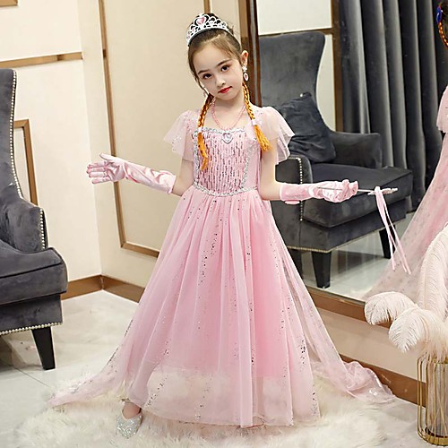 

Fairytale Frozen Dress Girls' Movie Cosplay Cosplay European Pink / Blue / Purple (With Accessories) Dress Children's Day Polyester Cotton