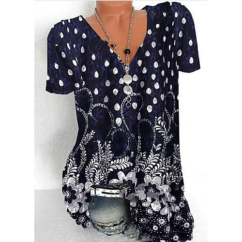 

Women's Tank Top Polka Dot V Neck Tops Basic Top Navy Blue