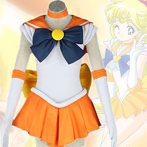 

Inspired by Sailor Moon Sailor Venus Anime Cosplay Costumes Japanese Cosplay Suits Dress Gloves Bow For Women's / Neckwear