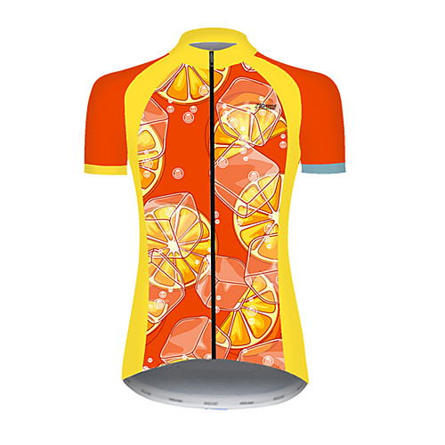 

21Grams Women's Short Sleeve Cycling Jersey Nylon Polyester Orange Fruit Lemon Bike Jersey Top Mountain Bike MTB Road Bike Cycling Breathable Quick Dry Ultraviolet Resistant Sports Clothing Apparel
