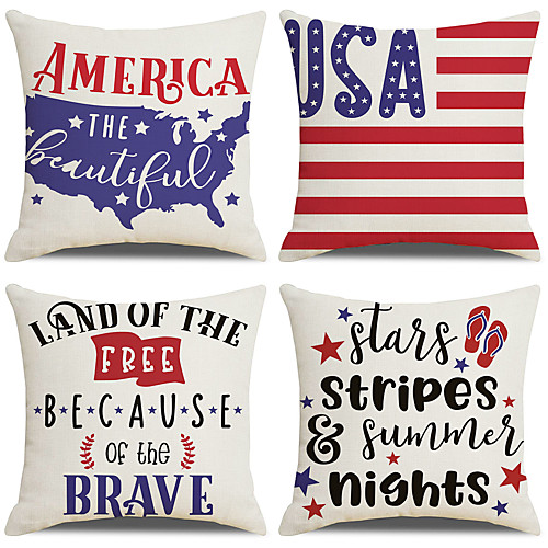 

Set of 4 Independence Day Room Decoration Pillow Cover 4th Of July Pillow Cases Sofa Cushion Cover Home Pillow Case Pillow Covers