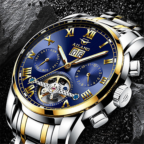 

Men's Mechanical Watch Automatic self-winding Modern Style Stylish Stainless Steel Water Resistant / Waterproof Calendar / date / day Noctilucent Analog Fashion Cool - Black / Silver GoldenSilver