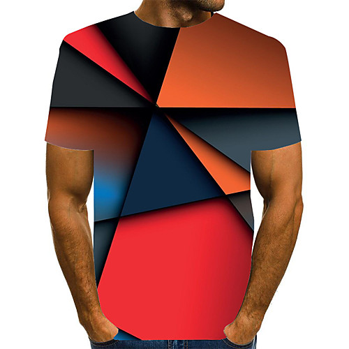 

Men's Graphic Print T-shirt Street chic Exaggerated Daily Going out Rainbow