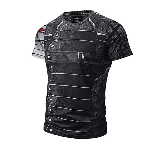 

Men's Graphic Simulation Print T-shirt Active Punk & Gothic Daily Round Neck Black / Summer / Short Sleeve
