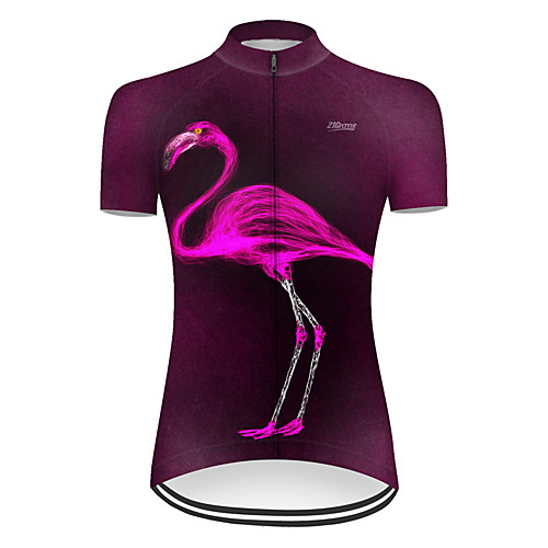 

21Grams Women's Short Sleeve Cycling Jersey Nylon Violet Flamingo Bike Top Mountain Bike MTB Road Bike Cycling Breathable Sports Clothing Apparel / Micro-elastic