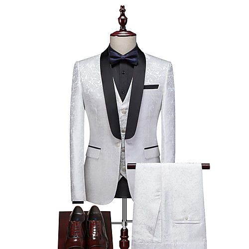 

Tuxedos Tailored Fit / Standard Fit Shawl Collar Single Breasted One-button Cotton Blend / Cotton / Polyester Floral / Botanical