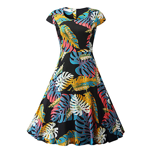 

Women's Sheath Dress Knee Length Dress - Short Sleeves Geometric Summer Casual 2020 Rainbow XS S M L XL XXL