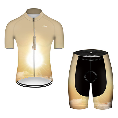 

21Grams Men's Short Sleeve Cycling Jersey with Shorts Black / Yellow Rocket Bike Breathable Sports Patterned Mountain Bike MTB Road Bike Cycling Clothing Apparel / Stretchy