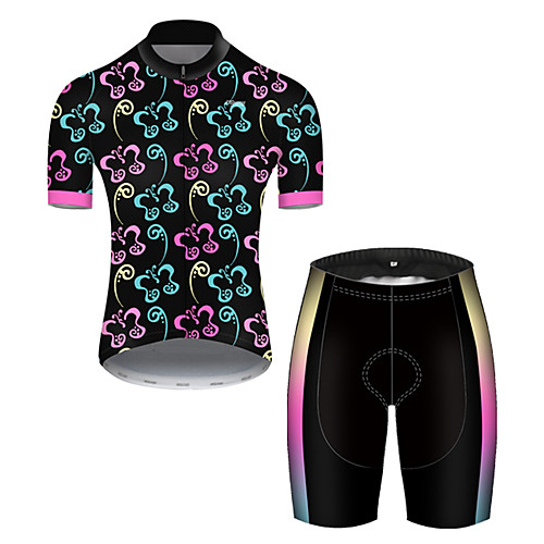 

21Grams Men's Short Sleeve Cycling Jersey with Shorts Nylon Polyester Black / Blue Stripes Butterfly Gradient Bike Clothing Suit Breathable 3D Pad Quick Dry Ultraviolet Resistant Reflective Strips