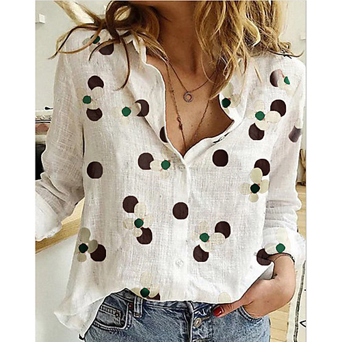 

Women's Tops Graphic Shirt Shirt Collar Daily White S M L XL 2XL