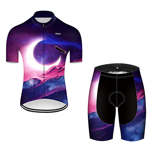 

21Grams Women's Short Sleeve Cycling Jersey with Shorts Nylon Polyester Black / Blue 3D Gradient Rocket Bike Clothing Suit Breathable 3D Pad Quick Dry Ultraviolet Resistant Reflective Strips Sports 3D