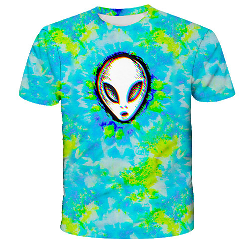 

Men's Graphic Print T-shirt Street chic Exaggerated Daily Holiday Green