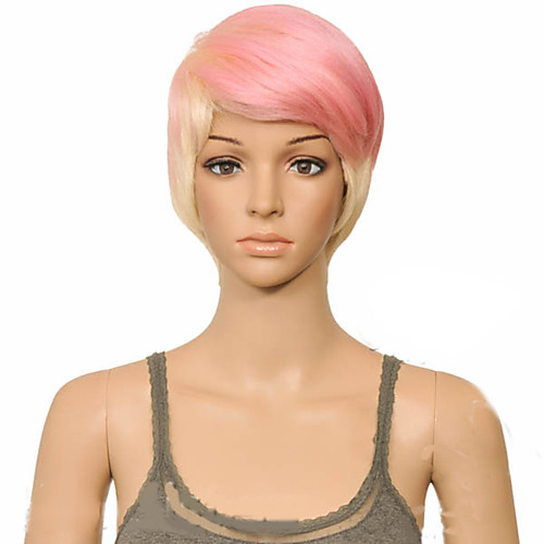 

Synthetic Wig Straight Layered Haircut Wig Short Pink / Blonde Synthetic Hair 10 inch Women's Women Synthetic Sexy Lady Mixed Color hairjoy