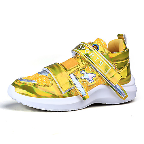 

Women's Trainers / Athletic Shoes 2020 Summer / Fall Wedge Heel Round Toe Casual Sweet Athletic Sequin Color Block PU Walking Shoes White / Black / Purple