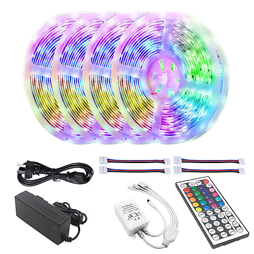 

Waterproof 20M 4x5M 5050 10mm RGB Tiktok Lights LED Light Strips 30LEDsMeters 44Key IR Controller and 1x1 To 4 Cable Connnector with 10PCS Connecting line DC12V