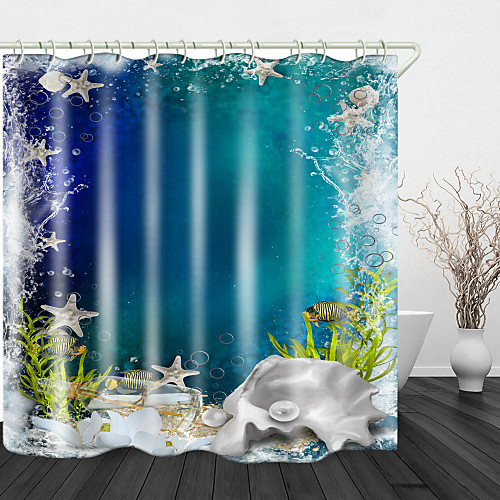 

Starfish Digital Print Waterproof Fabric Shower Curtain for Bathroom Home Decor Covered Bathtub Curtains Liner Includes with Hooks