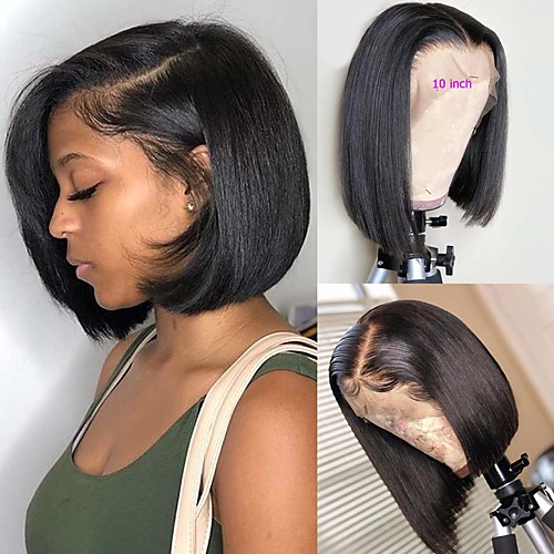 

Remy Human Hair Full Lace Lace Front Wig Free Part style Brazilian Hair Natural Straight Natural Wig 150% Density Odor Free Soft Hot Sale Heat-insulated Comfy Women's Medium Length Human Hair Lace Wig