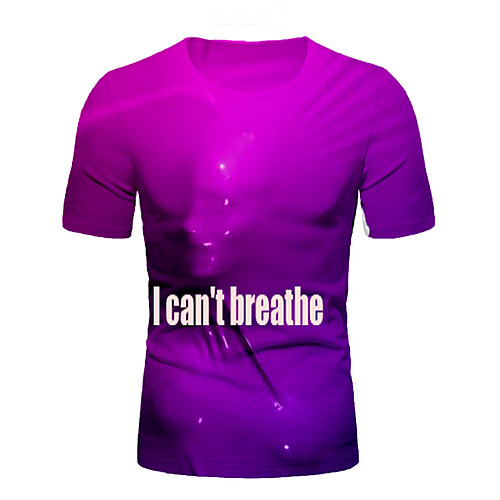 

Men's T shirt Graphic Letter Short Sleeve Daily Tops Basic Elegant Purple