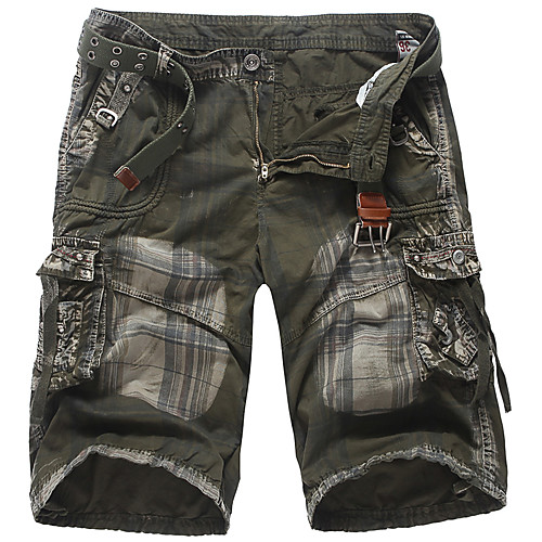 

Men's Street chic Punk & Gothic Going out Weekend Shorts Tactical Cargo Pants - Plaid / Checkered Solid Colored Sporty Outdoor Army Green Dark Gray US34 / UK34 / EU42 / US36 / UK36 / EU44 / US38