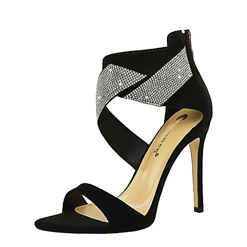

Women's Sandals Stiletto Heel Open Toe Sexy Party & Evening Suede Rhinestone Solid Colored Black Yellow Red