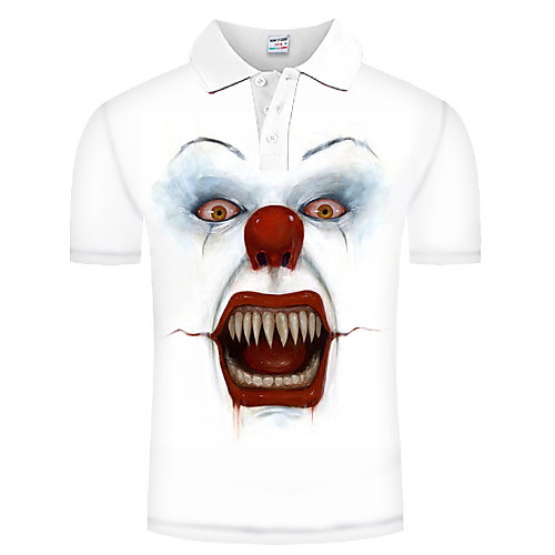 

Men's Graphic Cartoon Print Polo Daily White