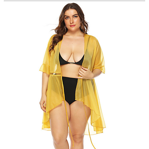 

Women's Cover-Up Swimwear Swimsuit - Solid Colored L XL XXL Yellow