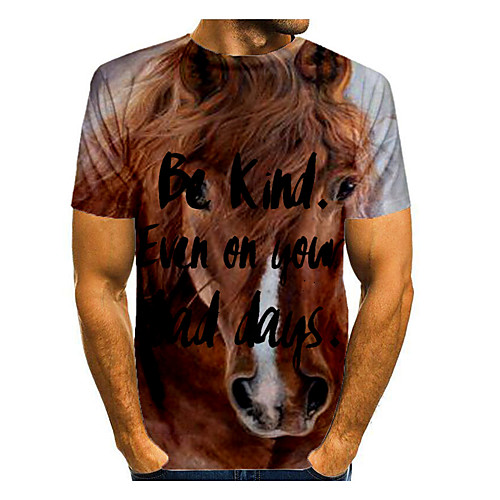 

Men's Graphic Animal Horse Print T-shirt Basic Daily Brown