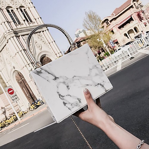 

Women's Chain PVC Crossbody Bag White / Black