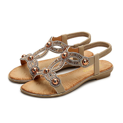 

Women's Sandals Summer Flat Heel Open Toe Daily PU Almond / Black / Pink
